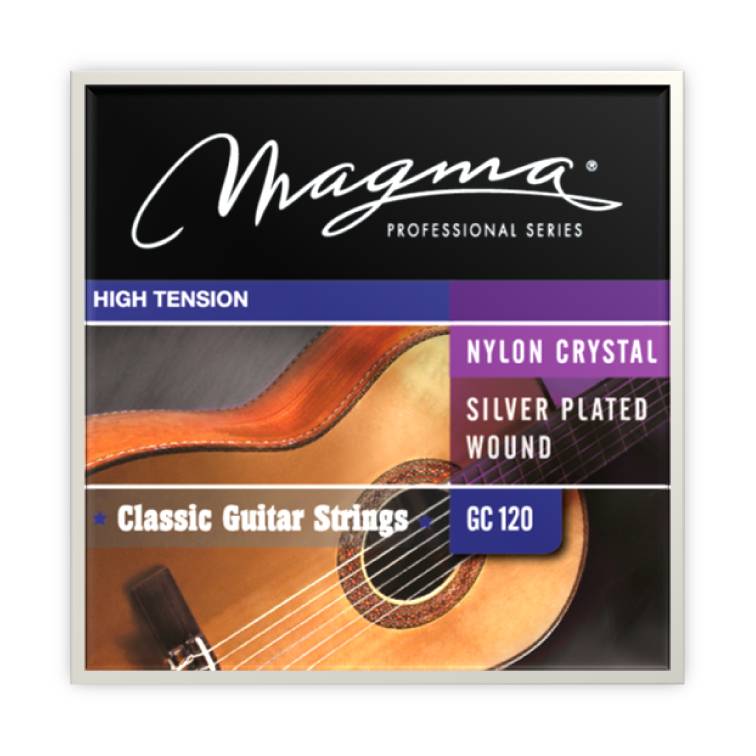 Encordado Magma Guitarra Clásica - Nylon Cristal Especial/Alambre de Cobre Plateado Tensión Alta (GC120) 1 Set