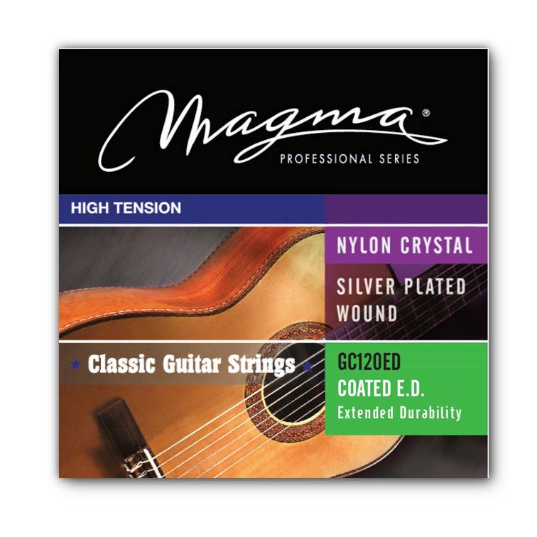 Encordado Magma Guitarra Clásica COATED - Nylon Cristal Especial/Alambre de Cobre Plateado Tensión Alta (GC120ED) 1 Set