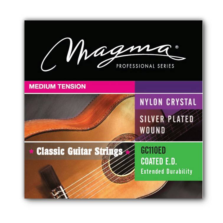 Encordado Magma Guitarra Clásica COATED - Nylon Cristal Especial/Alambre de Cobre Plateado Tensión Media (GC110ED) 1 Set