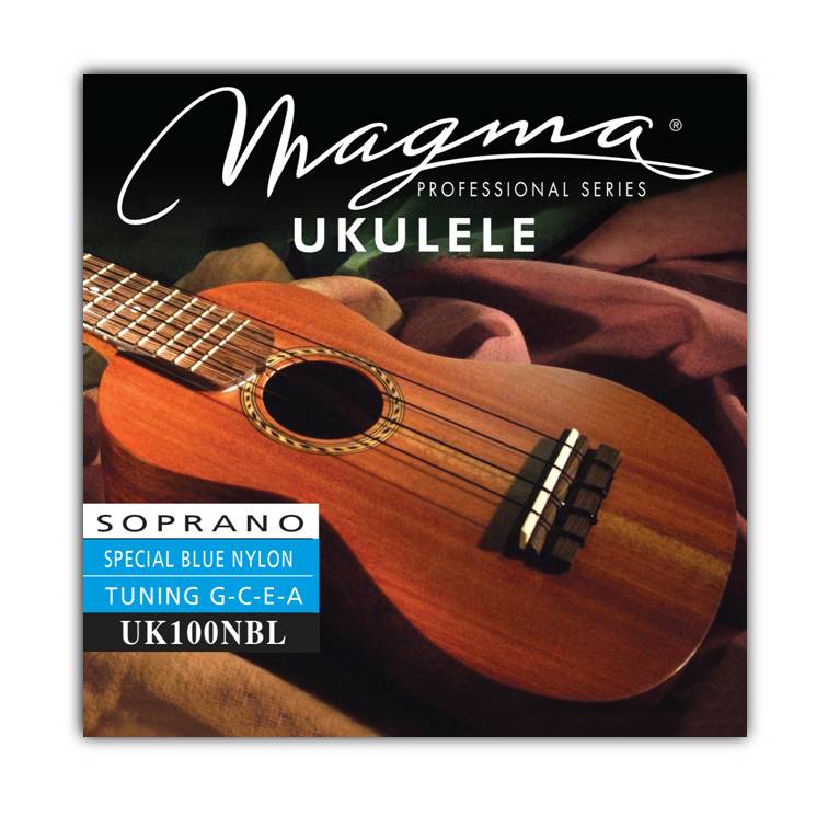 Encordado Magma Ukelele Soprano Nylon Azul Afinación Hawaiana (UK100NP) 1 Set