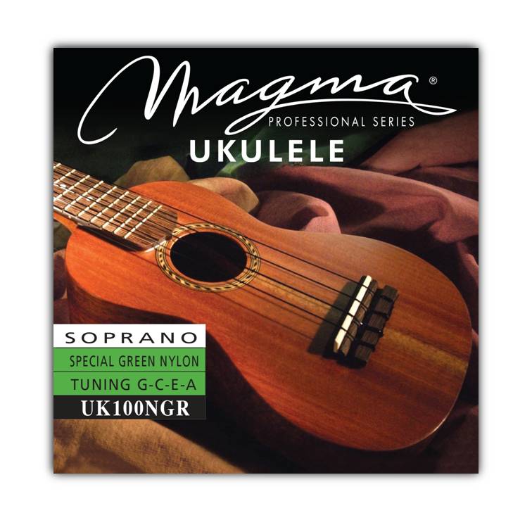 Encordado Magma Ukelele Soprano Nylon Verde Afinación Hawaiana (UK100NGR) 1 Set