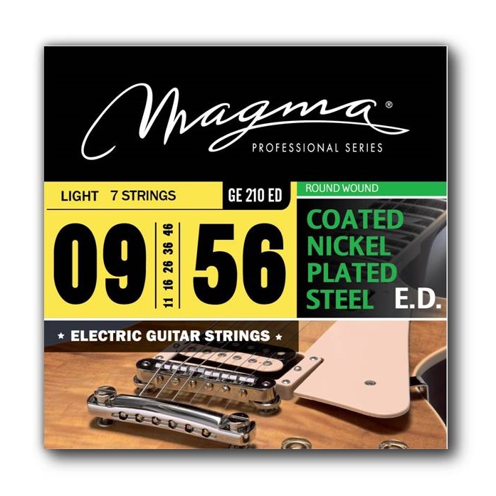 Set 7 Cuerdas Guit Electrica Magma - Custom Light COATED Nickel P/Steel Guit Electrica Set .009" - .056" - GE210ED - 1 Set