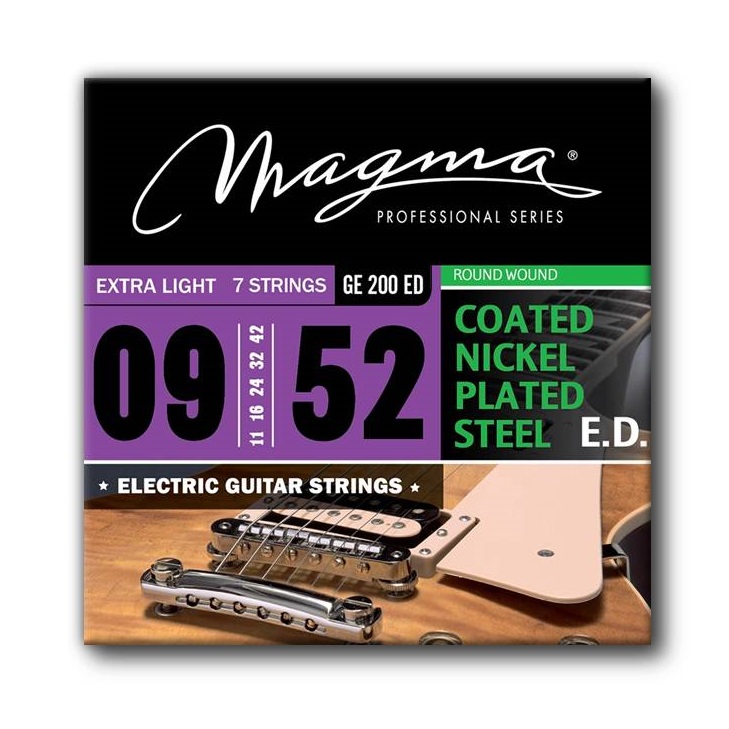 Set 7 Cuerdas Guit Electrica Magma - Extra Light COATED Nickel P/Steel Guit Electrica Set .009" - .052" - GE200ED - 1 Set