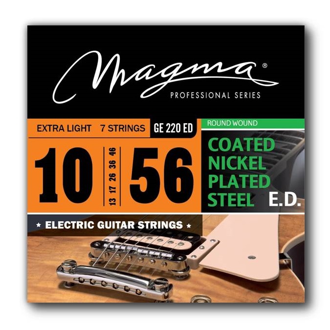 Set 7 Cuerdas Guit Electrica Magma - Light COATED Nickel P/Steel Guit Electrica Set .010" - .056" - GE220ED - 1 Set