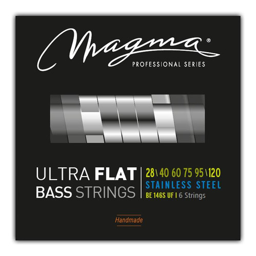 Set Cuerdas Bajo Electrico Magma Extra Light+ - Ultra Flat Strings - Escala Larga 34" 6 Cuerdas Set, .028 - .120 (BE146SUF) 1 Set