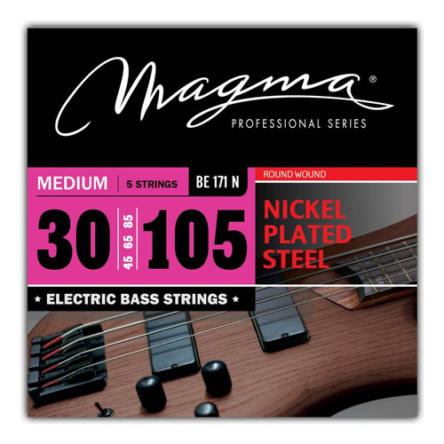 Set Cuerdas Bajo Electrico Magma Medium - Nickel Plated Steel Round Wound - Escala Larga 34" High C Set, .030 - .105 (BE171N) 1 Set