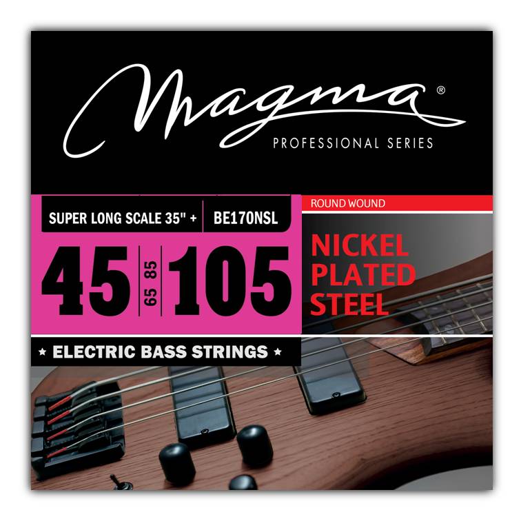 Set Cuerdas Bajo Electrico Magma Medium - Nickel Plated Steel Round Wound - Escala Super Larga 35+" Set, .045 - .105 (BE170NSL) 1 Set