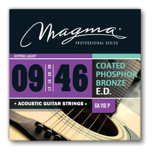 Set Cuerdas Guit Acustica Magma - Extra Light Cuerdas Guit Acustica COATED Phosphor Bronze Set .009" - .046" - GA110P 1 Set