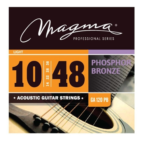 Set Cuerdas Guit Acustica Magma - Light Cuerdas Guit Acustica Phosphor Bronze Set .010" - .048" - GA120PB 1 Set