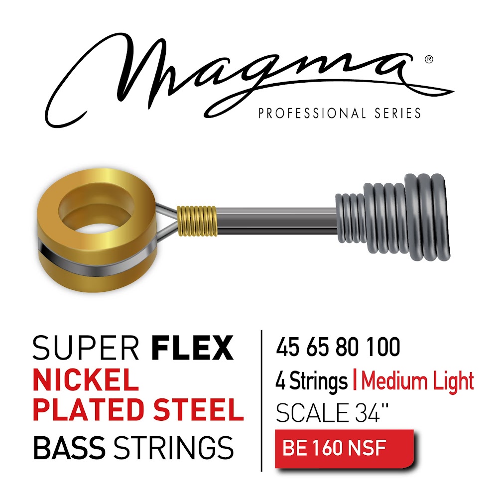 Set Cuerdas Bajo Electrico Magma Extra Medium Light - Nickel Super Flex - Escala Larga 34" Set, .045 - .100 (BE160NSF) 1 Set