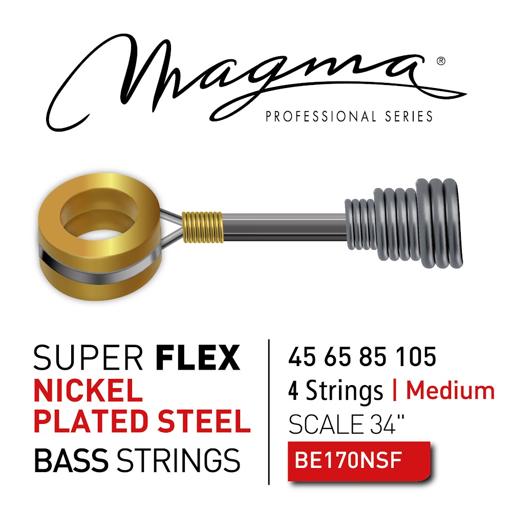 Set Cuerdas Bajo Electrico Magma Medium - Nickel Super Flex - Escala Larga 34" Set, .045 - .105 (BE170NSF) 1 Set