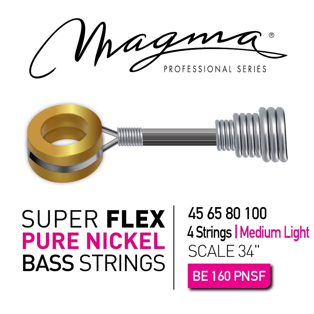 Set Cuerdas Bajo Electrico Magma Medium Light - Puro Nickel Super Flex - Escala Larga 34" Set, .045 - .100 (BE160PNSF) 1 Set