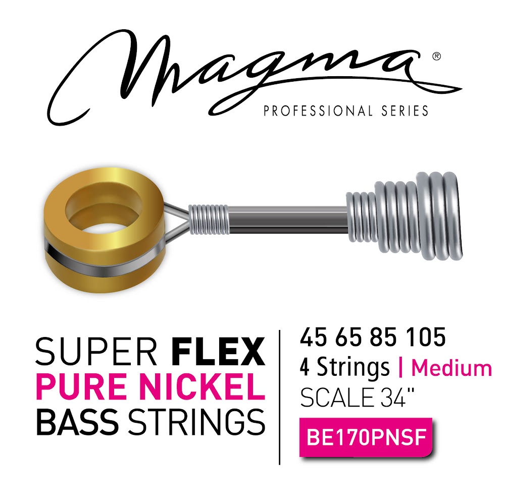 Set Cuerdas Bajo Electrico Magma Medium - Puro Nickel Super Flex - Escala Larga 34" Set, .045 - .105 (BE170PNSF) 1 Set