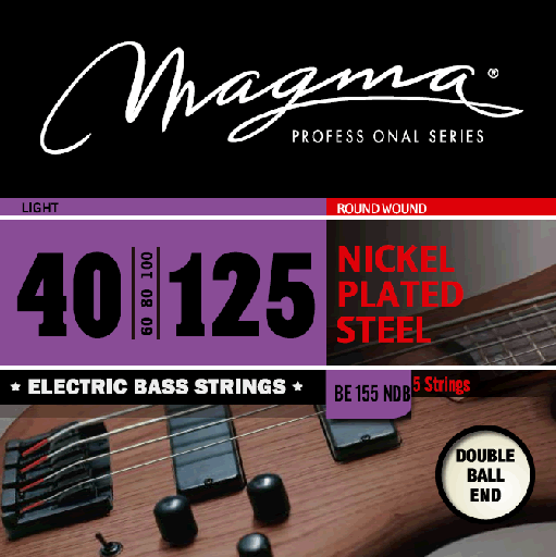 [BE155NDB] Encordado Bajo Electrico Magma - Light Nickel Plated Steel Round Wound DOBLE BOLA - Escala Larga 34" 5c Set .040 - .125 (BE155NDB) 1 Set