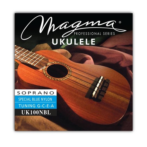 [UK100NBL] Encordado Magma Ukelele Soprano Nylon Azul Afinación Hawaiana (UK100NP) 1 Set