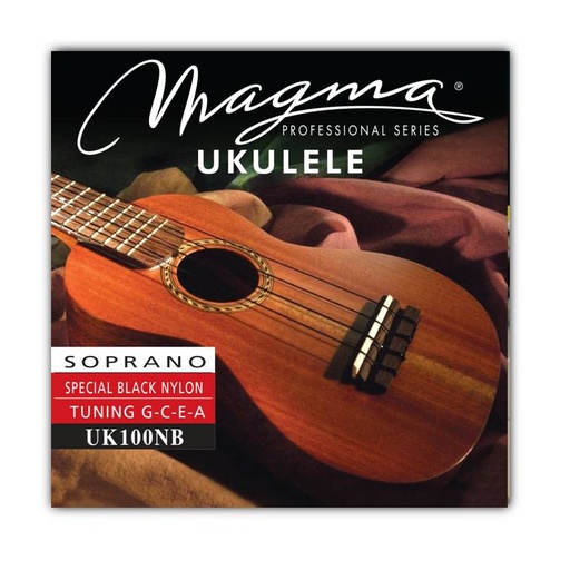 [UK100NB] Encordado Magma Ukelele Soprano Nylon Negro Afinación Hawaiana (UK100NB) 1 Set