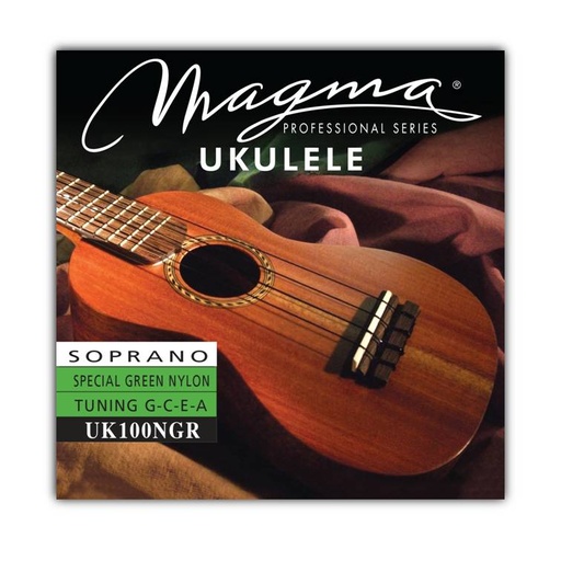 [UK100NGR] Encordado Magma Ukelele Soprano Nylon Verde Afinación Hawaiana (UK100NGR) 1 Set