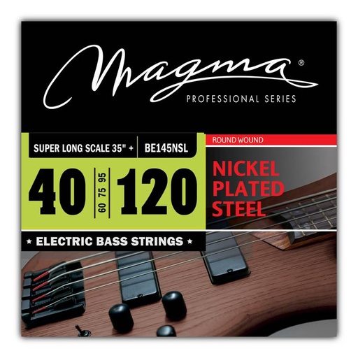 [BE145NSL] Set Cuerdas Bajo Electrico Magma Extra Light - Nickel Plated Steel Round Wound - Escala Super Larga 35+" 5 Cuerdas Set, .040 - .120 (BE145NSL) 1 Set