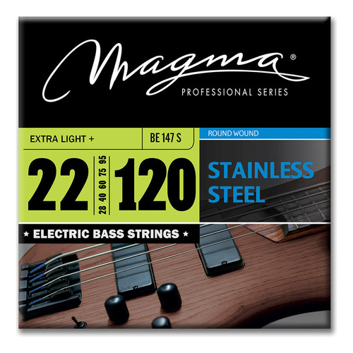 [BE147S] Set Cuerdas Bajo Electrico Magma Extra Light - Stainless Steel Round Wound - Escala Larga 34" 7 Cuerdas Set, .022 - .120 (BE147S) 1 Set