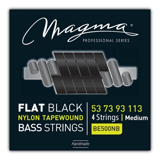 [BE500NB] Set Cuerdas Bajo Electrico Magma Medium - Flat Black Nylon Tapewound Strings - Escala Larga 34" 4 Cuerdas Set, .053 - .113 (BE500NB) 1 Set