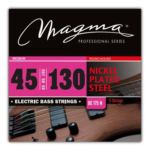 [BE175N] Set Cuerdas Bajo Electrico Magma Medium - Nickel Plated Steel Round Wound - Escala Larga 34" 5 Cuerdas Set, .045 - .130 (BE175N) 1 Set