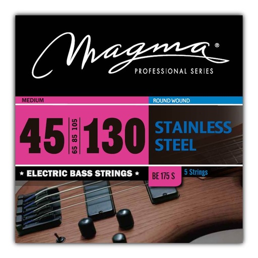 [BE175S] Set Cuerdas Bajo Electrico Magma Medium - Stainless Steel Round Wound - Escala Larga 34" 5 Cuerdas Set, .045 - .130 ( BE175S) 1 Set