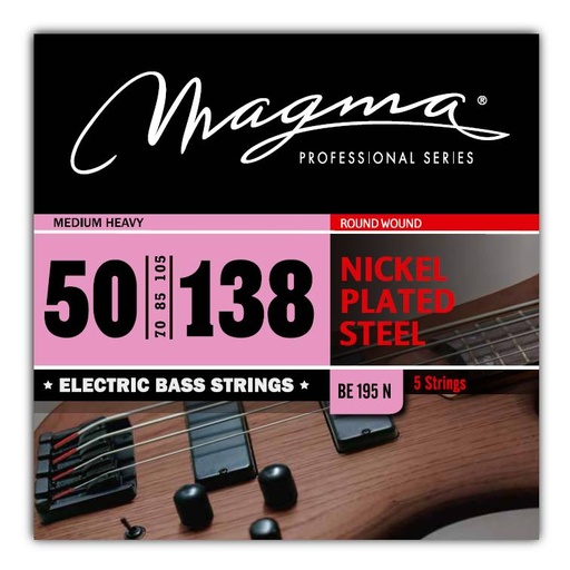 [BE195N] Set Cuerdas Bajo Electrico Magma Medium Heavy - Nickel Plated Steel Round Wound - Escala Larga 34" 5 Cuerdas Set, .050 - .138 (BE195N) 1 Set